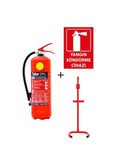 Çakır Yangın Tüpü 6 KG +Yangın Tüpü Levhası ve C Tipi Sehpa 3'lü Set