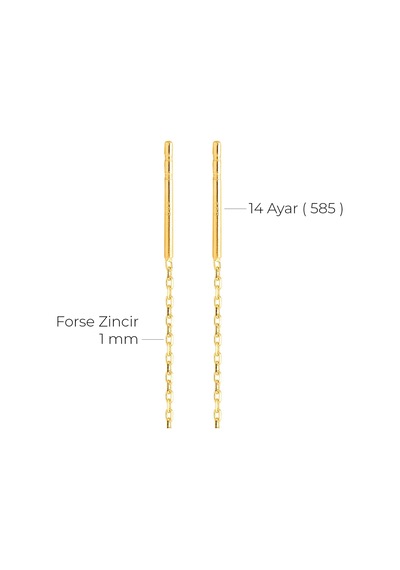 Goldkupe 14 Ayar Altın Yıldız Sallantı Zincir Tek Küpe 0,62 Gr-6622
