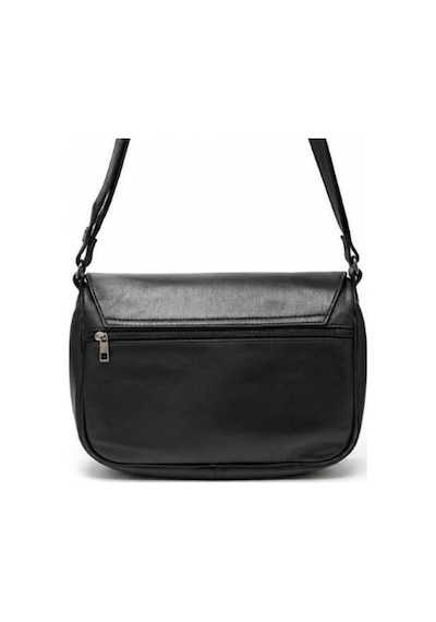 Levano Leather Hakiki Deri Kadın Omuz Çantası Kapaklı Günlük Kullanım Ayarlanabilir Askılı Çapraz Çanta Siyah