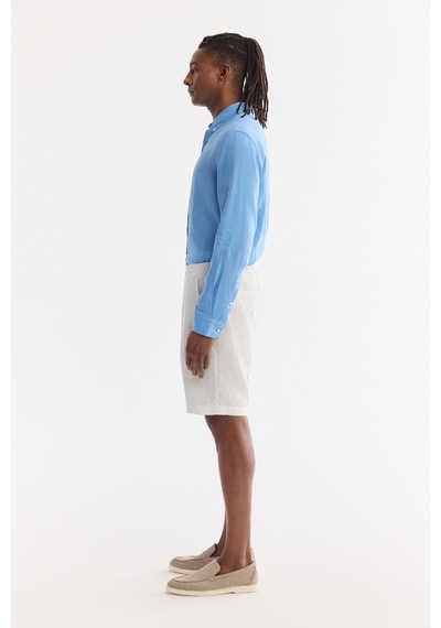 Avva Erkek Beyaz Beli Lastikli %100 Keten Relaxed Fit Şort B003732