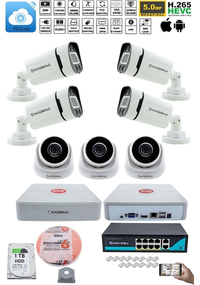 Ip Güvenlik Kamera Seti - 3 İç Mekan, 4 Dış Mekan Kdj-3ın4out-v2