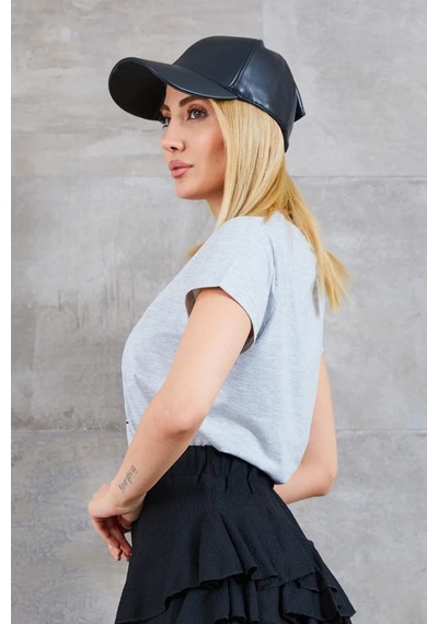 Bigümex D Baskılı T-shirt Gri