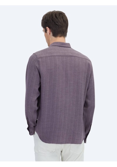 Kip Mürdüm Çizgili Regular Fit Dokuma Casual Gömlek Mürdüm Kip Mürdüm Çizgili Regular Fit Dokuma Casual Gömlek Mürdüm