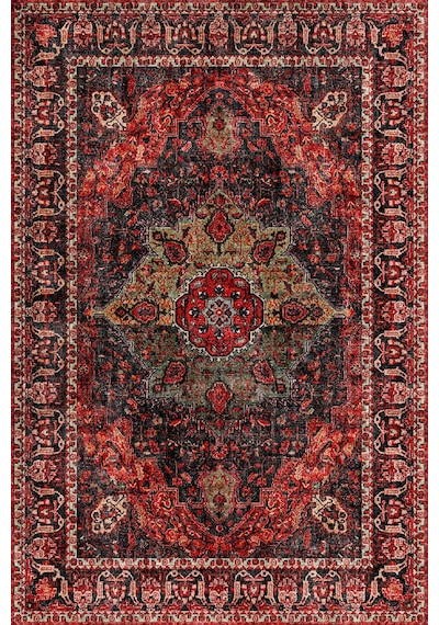 Norm Halı Allure 61-067 Kırmızı Eskitme Halı Etnik Otantik Dokuma Şönil Yıkanabilir Salon Halısı Kırmızı