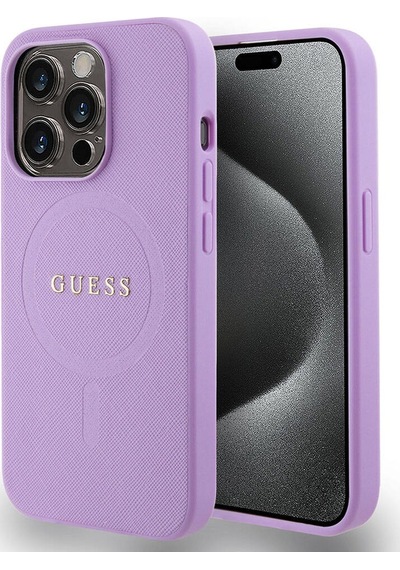Apple Uyumlu iPhone 15 Pro Kılıf Guess Lisanslı Magsafe Şarj Özellikli Yazı Logolu