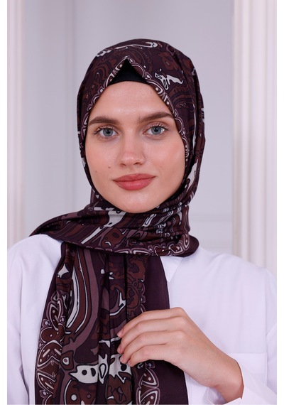 Tarzını Seç Retro Desenli Kadın Şal Bordo Estascarf Tarzinisecxsal01