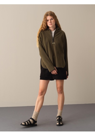 Xint Haki Oversize Kapüşonlu Polar Sweatshirt 400525