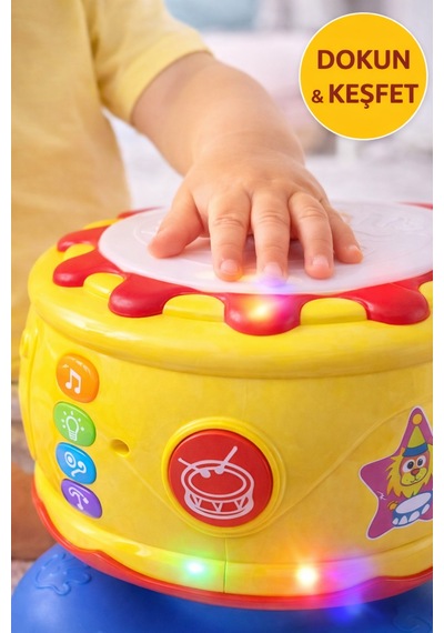 Işıklı Müzikli Davul Oyuncak Renkli Işık Bebek Eğitici Oyuncak