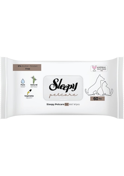 Sleepy Petcare Evcil Hayvan Islak Havlusu 60 Yaprak