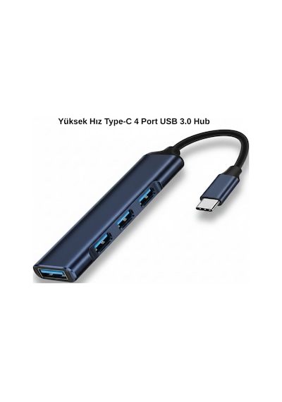 Type C To 4 Port Usb 3.0 Hub Otg Çoğaltıcı Çoklayıcı Adaptör Yeni Model Laptop Uyumlu