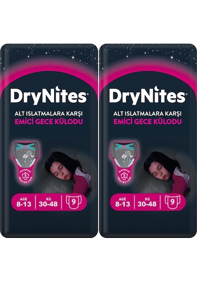 Drynites Emici Gece Külodu Bez Erkek 8-13 Yaş 30 - 48kg L 3pk 9 L 2'li