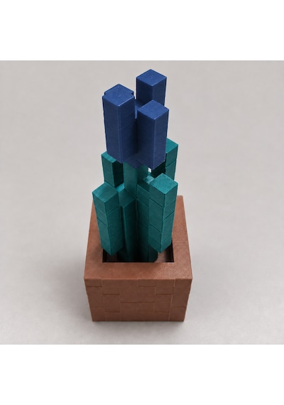 Piksel Lale Biblo - 3d Baskı, Minecraft Esintili Mavi