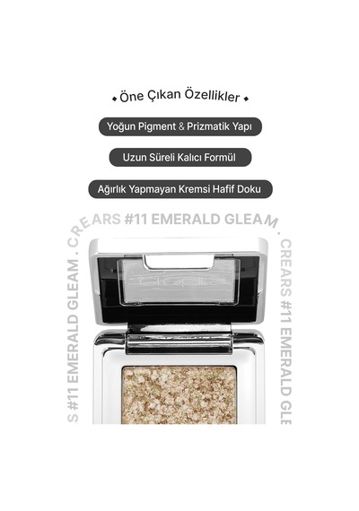 Mücevher Parlaklığında Yoğun Pigmentli Tekli Far Glitter Bomb Eyeshadow 11 Emerald Gleam Diğer