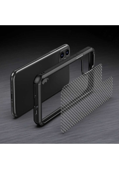 Apple Uyumlu iPhone 11 Pro Max Kılıf Zore Inoks Fiber Yüzey Tasarım Kılıf Siyah