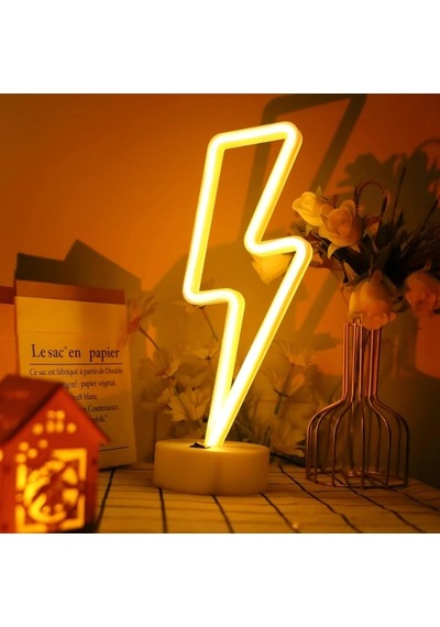 Şimşek Neon Led Lamba 10 Parça Siyah