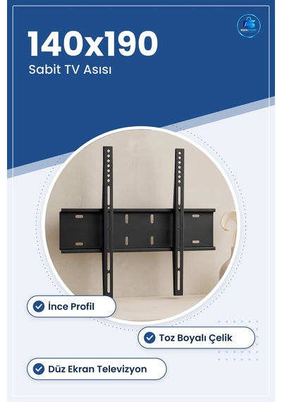 Sabit Tv Askı Aparatı Çelik Toz Boyalı İnce Profil Düz Ekran Duva