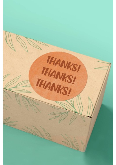 90 Adet Thanks Teşekkür Etiketi Turuncu Paketleme 3x3cm St2011 Çok Renkli