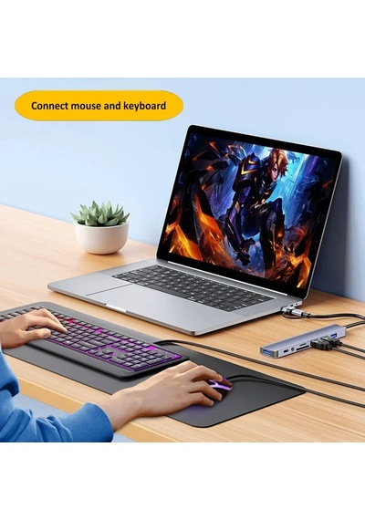 Usb 8'i 1 Arada Hub 3.0 Usb C Hub Dock İstasyonu Yüksek Hızlı İletim Usb 8in1 Hub Usb Ac