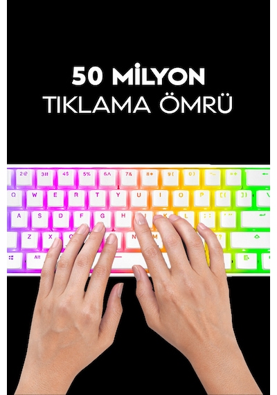 Rampage KB-R135 Parvus Red Switch Type-c Bağlantılı RGB Puding Tuşlu Oyuncu Klavyesi