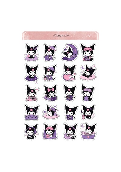 6 Sayfa Kuromi Sticker Seti Kuromi Temalı Ajanda Scrapbook Journal Etiket 0