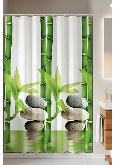 Tropik Home-daisy Papatya-çift Kanatlı Banyo Duş Perdesi 110x200 Yeşil