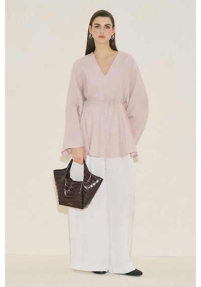 Manuka %100 Keten Volümlü Tunik Pembe Ss26tnk00002-78 Pembe