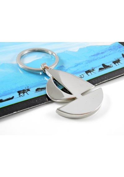 Solfera Yelkenli Tekne Parlak Metal Anahtarlik Kc367