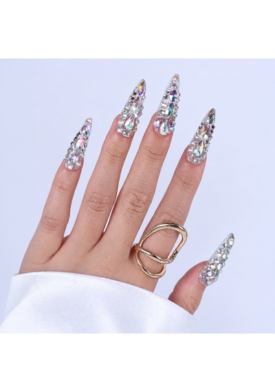 Takma Tırnak Nail Art Extra Uzun 10'lu Tekrar Kullanılabilir El Yapımı Protez Takma Tırnak Keee1658 S