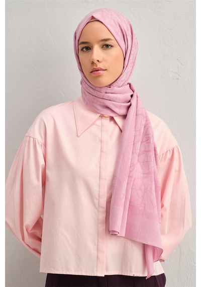 Armine Tencel İpek Kaligrafi Desen Şal 32110 Pembe