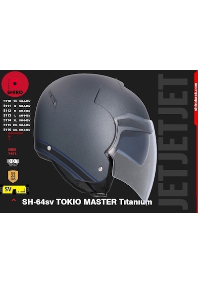 Shiro Jet&Ofc Tokio Maste Motosiklet Kaskı Titanium