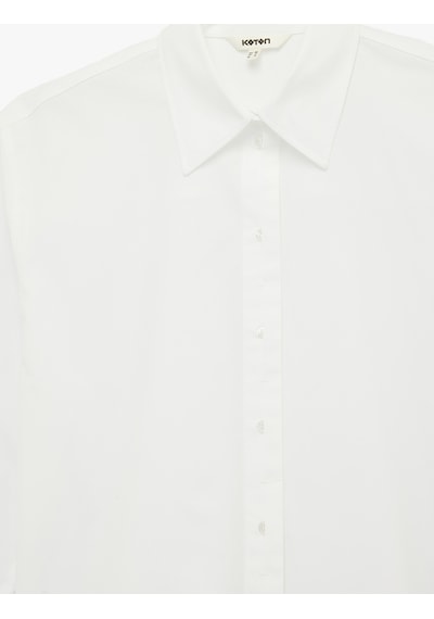 Koton Regular Fit Pamuklu Uzun Kollu Poplin Gömlek Beyaz 6sak60117pw Beyaz