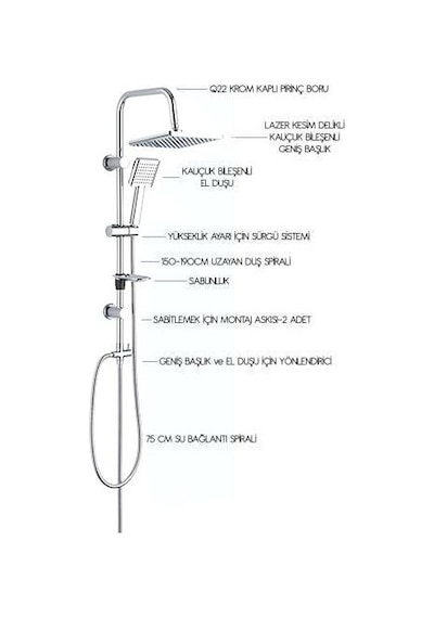 Tema Banyo Rain Plus Tetra Tepe Duş Takımı Seti 53236 Diğer