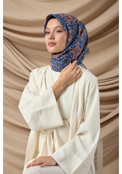 Silk Home Soft Eşarp 73093-09 Saks, Kiremit, Beyaz, Antrasit