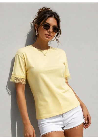 Park Karon Kadın Bisiklet Yaka Dantel Detay Arkası Bağcıklı Penye Bluz 28076 Açık Sarı Park Karon Kadın Bisiklet Yaka Dantel Detay Arkası Bağcıklı Penye Bluz 28076 Açık Sarı