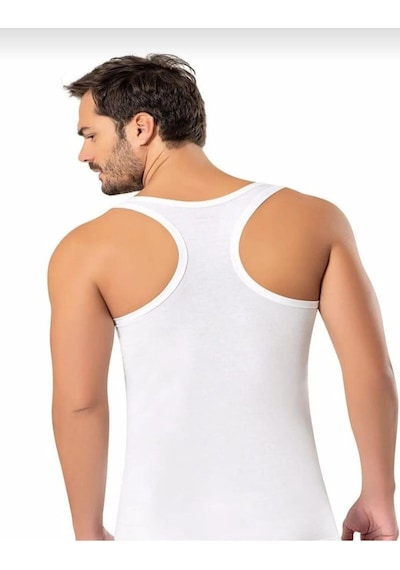 Erdem 1121 Erkek Likralı Askılı Sporcu Atlet Tekli Beyaz