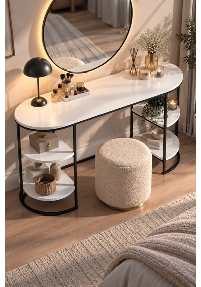 Sulorahome Beyaz Çalışma Ve Makyaj Masası 140 Cm