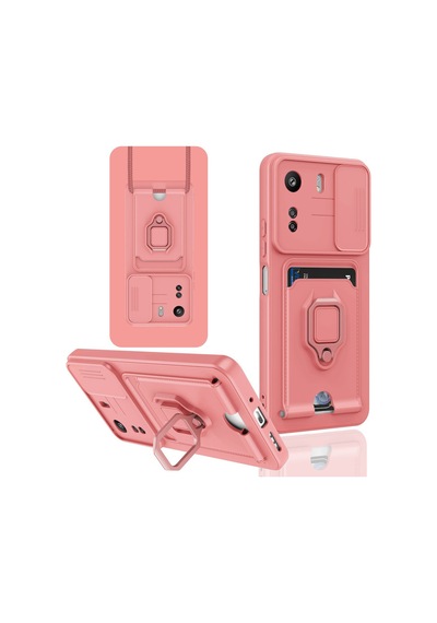Xiaomi Redmi 13c Uyumlu Kılıf Zuma Kartvizitli Yüzüklü Silikon - Pembe