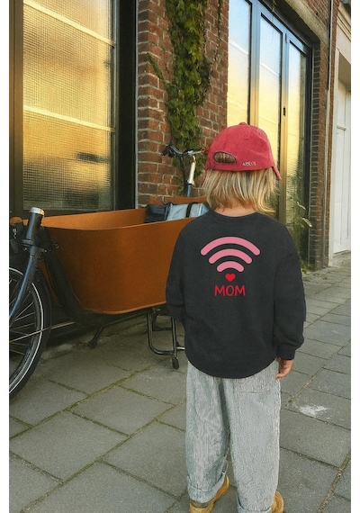 Monila Unisex Sırtı Baskılı 3 İplik Kumaş Pamuklu Sweatshirt Antrasit