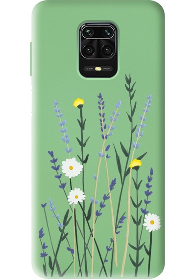 Xiaomi Redmi Note 9 Pro - 9s Uyumlu Softy Lavenders Tasarımlı Yeşil Lansman Telefon Kılıfı