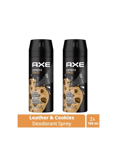 2 Adet Axe Erkek Sprey Deodorant Leather & Cookies 48 Saat Etkileyeci Koku 150 Ml