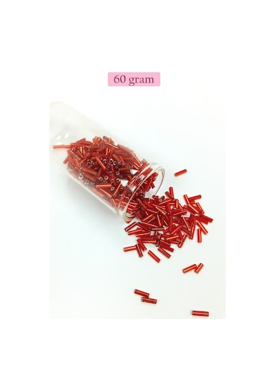 Uzun Boru Kesme Boncuk Çap 2mm Uzunluk 10 Mm - 60 Gram - Şeffaf Kırmızı - Bnc299