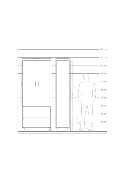 Arges Dolap 4 Raflı 2 Kapaklı 88x30x221 Çam-antrasit Çam