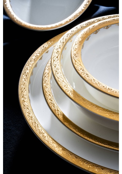 Acar Valiere 12 Kişilik 58 Parça Yemek Takımı Beyaz/gold