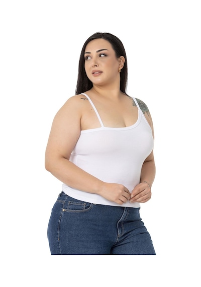 Disentis Büyük Beden Asimetrik Askılı Viskon Beyaz Body-beyaz Beyaz
