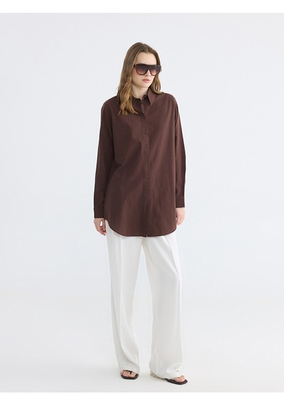 Lcw Everyday Kahverengi Regular Fit Kadın Gömlek Tunik