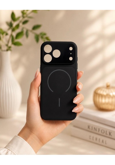 İphone 17 Promax Uyumlu Kamera Koruma Mercekli Siyah Lüks Kılıf 01