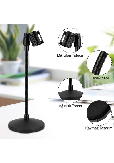 Larkin Ds300 Spiralli Ağırlıklı Masa Üstü Kürsü Mikrofon Standı
