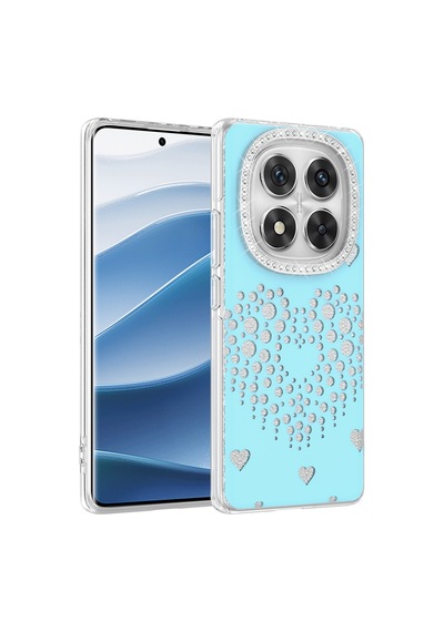 Maks Technology Redmi Note 14 Pro 4g Kılıf Damla Taşlı Mkst Rivas Sert Pc Kapak - Mavi