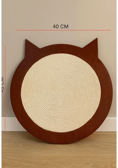 Kedi Tırmalama Tahtası Yuvarlak Kedi Kulak Tasarımlı 40 Cm Bej
