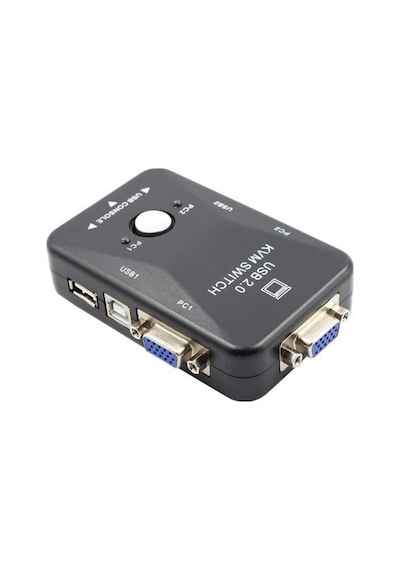 2 Port Usb Kvm Switch 2 Pc Kasa Tek Kontrol + 2 Adet Vga Kablo